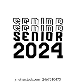 Flat class of 2024 lettering text design illustration