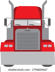 Flat classic american rig big truck isolated on white background, delivery and logistics service concept Transportation car truck. Cartoon illustration, Vector Eps.8