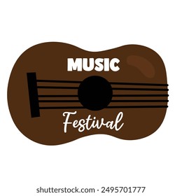 Flat classic guitar illustration isolated. Music festival concept for print