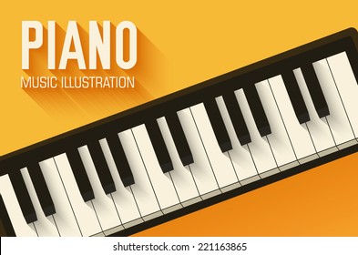 flat classic piano poster vector background concept design
