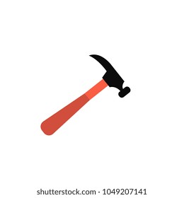 Flat claw hummer icon. Carpentry craft, repairing service hardware tool, instrument. Industrial work equipment object. Vector illustration on isolated white background