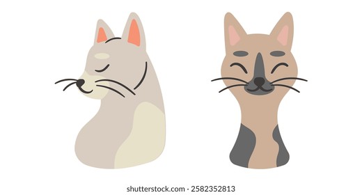 Flat Clean Fill Shape Cat Pet Half Body