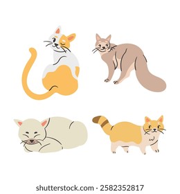 Flat Clean Fill Shape Cat Pet Full Body