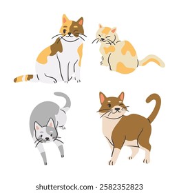 Flat Clean Fill Shape Cat Pet Full Body