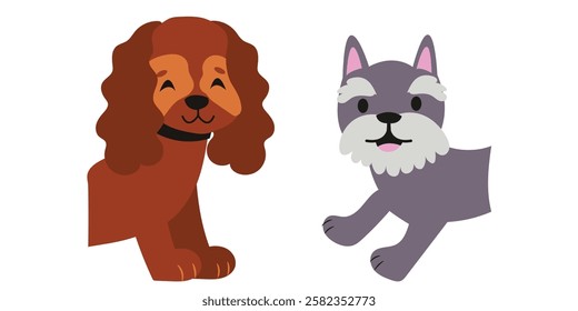 Flat Clean Fill Shape Dog Pet Half Body