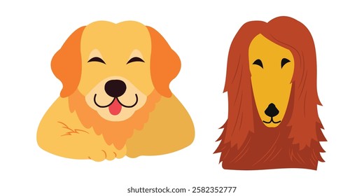 Flat Clean Fill Shape Dog Pet Half Body
