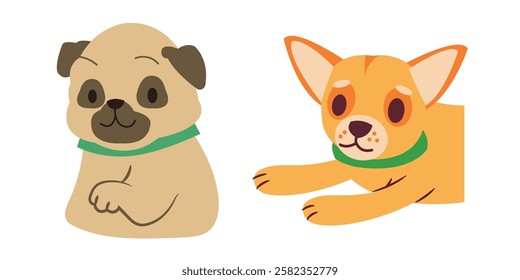 Flat Clean Fill Shape Dog Pet Half Body