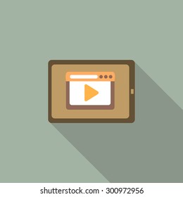 Flat clean video player for web and mobile apps in tablet. stock