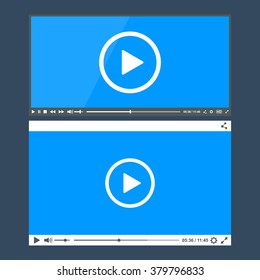 Flat clean video player for web. Vector