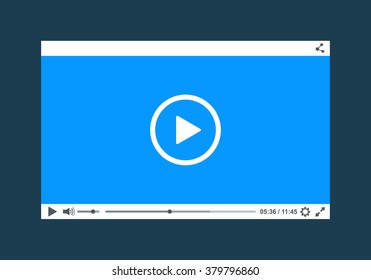 Flat clean video player for web. Vector