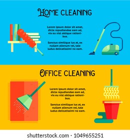Flat cleaning service banners template concept vector illustration