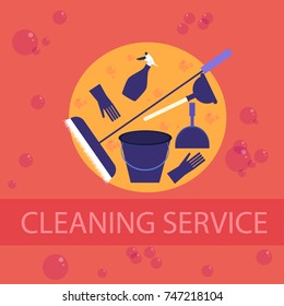 Flat cleaning service vector illustration.
