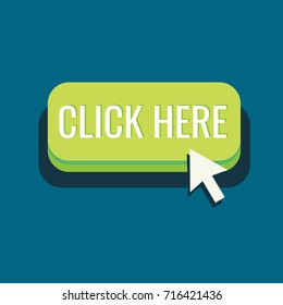 flat click here button, vector illustration