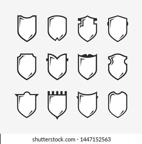 Flat Clip art Design Elements. Set of Vector set of Shield Silhouette. Different Coat Arms signs