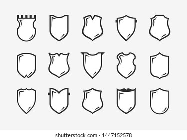 Flat Clip art Design Elements. Set of Vector set of Shield Silhouette. Different Coat Arms signs