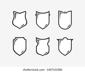 Flat Clip art Design Elements. Set of Vector set of Shield Silhouette. Different Coat Arms signs