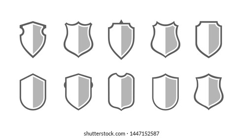 Flat Clip art Design Elements. Set of Vector set of Shield Silhouette. Different Coat Arms signs