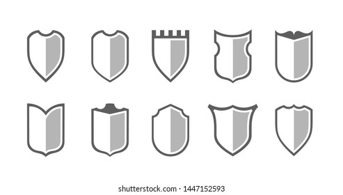 Flat Clip art Design Elements. Set of Vector set of Shield Silhouette. Different Coat Arms signs