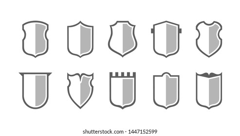 Flat Clip art Design Elements. Set of Vector set of Shield Silhouette. Different Coat Arms signs