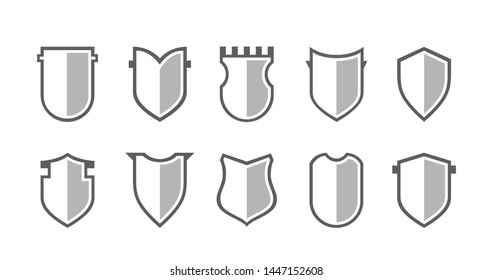 Flat Clip art Design Elements. Set of Vector set of Shield Silhouette. Different Coat Arms signs