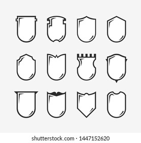 Flat Clip art Design Elements. Set of Vector set of Shield Silhouette. Different Coat Arms signs