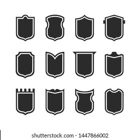 Flat Clip art Design Elements. Set of Vector set of Shield Silhouette. Different Coat Arms signs