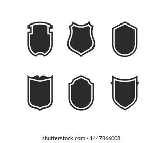 Flat Clip art Design Elements. Set of Vector set of Shield Silhouette. Different Coat Arms signs