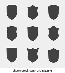 Flat Clip Design Elements. Set of Vector set of Shield Silhouette. Different Coat Arms signs