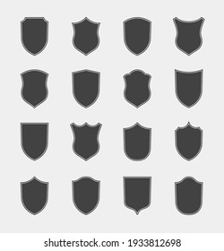 Flat Clip Design Elements. Set of Vector set of Shield Silhouette. Different Coat Arms signs