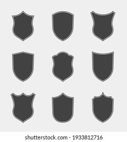 Flat Clip Design Elements. Set of Vector set of Shield Silhouette. Different Coat Arms signs