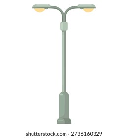 Flat clipart vector illustration of double street lamp suitable for cityscape urban lighting public infrastructure and outdoor environment design concepts