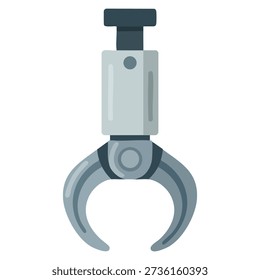 Flat clipart vector illustration of robotic claw suitable for automation robotics machinery technology engineering and science themed designs