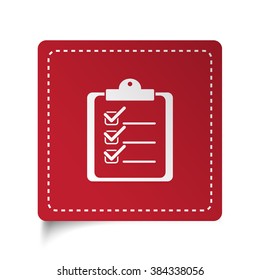 Flat Clipboard Checklist icon on red sticker