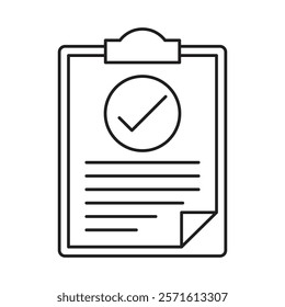 Flat clipboard icon with checklist symbols. A simple and modern design perfect for productivity visuals, task tracking, or office planning in professional settings.