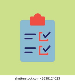 Flat clipboard icon, perfect for notes, tasks, office tools, to-do lists, school, and productivity visuals.