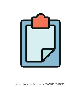 Flat clipboard icon, perfect for notes, tasks, office tools, to-do lists, school, and productivity visuals.