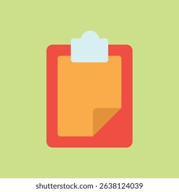 Flat clipboard icon, perfect for notes, tasks, office tools, to-do lists, school, and productivity visuals.