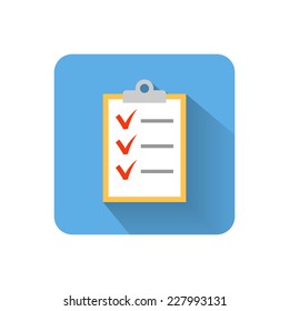 Flat clipboard icon. Vector illustration