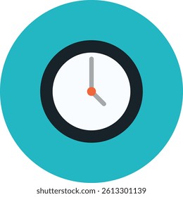 "Flat Clock Icon – Minimalist Wall Clock Vector for Time Management and Business Design"