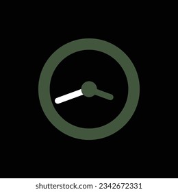 Icono de reloj plano sobre fondo negro. Símbolo de reloj o temporizador. EPS vectorial de Ilustrador 10.
