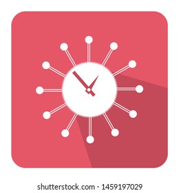 Flat clock icon vector illustration with color background 