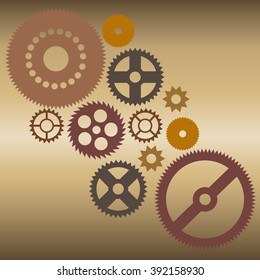 Flat clockworks with the gradient background