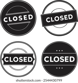 Flat closed seal stamps vector set collection