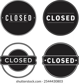 Flat closed seal stamps vector set collection