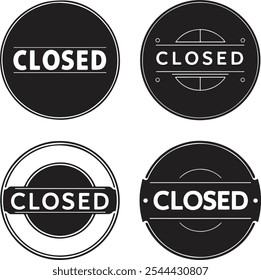 Flat closed seal stamps vector set collection