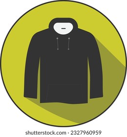 Flat clothes hoodie icon is a versatile vector illustration that can be used for a variety of purposes,  The icon is simple yet stylish.