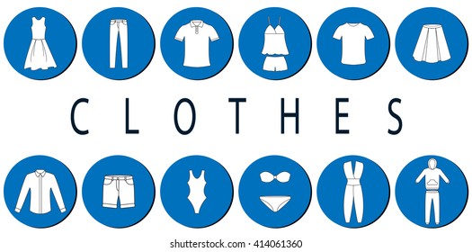 Flat clothes icons. Vector illustration