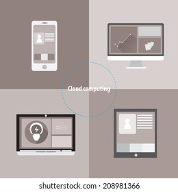 Flat cloud computing concept service - vector illustration