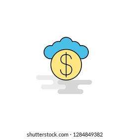 Flat Cloud dollar  Icon. Vector