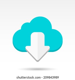 Flat Cloud Download Icon